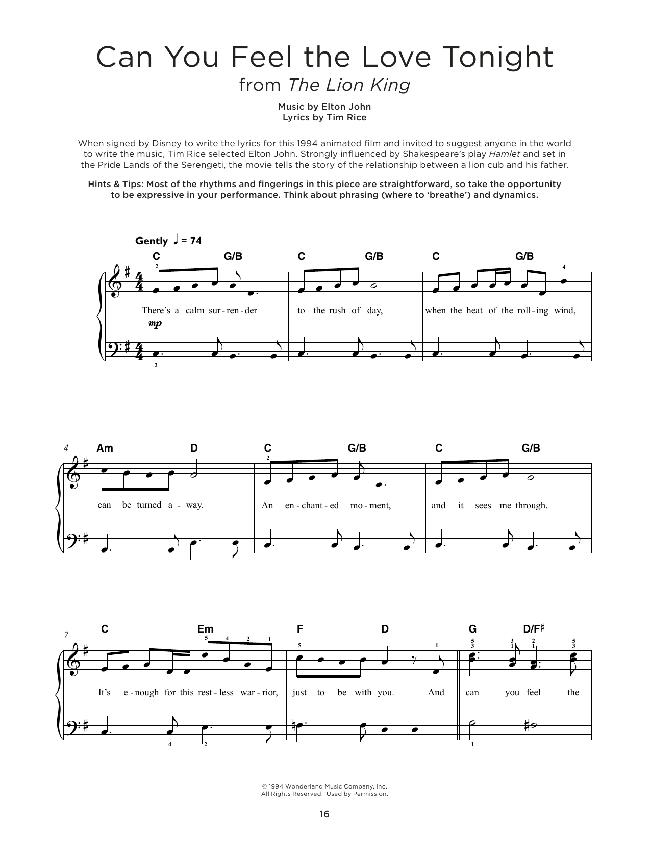 Produktbild zu: Can You Feel The Love Tonight (from The Lion King)