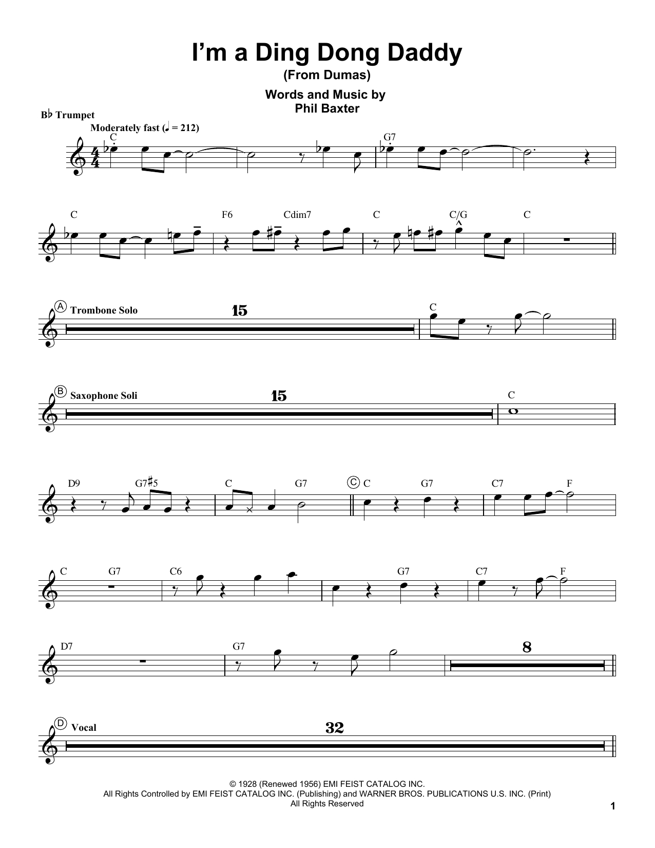 Produktgalerie: Seite 1 von 1 I'm A Ding Dong Daddy (From Dumas), Louis Armstrong, Trompete