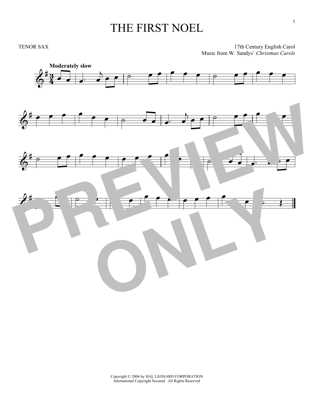 Product gallery: Page 1 of 1 The First Noel, W. Sandys' Christmas Carols