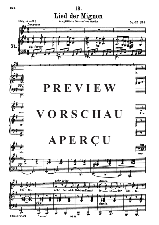 gallery: Lied der Mignon D.877-4, nur wer die sehnsucht kennt , , (Gesang tief + Klavier)