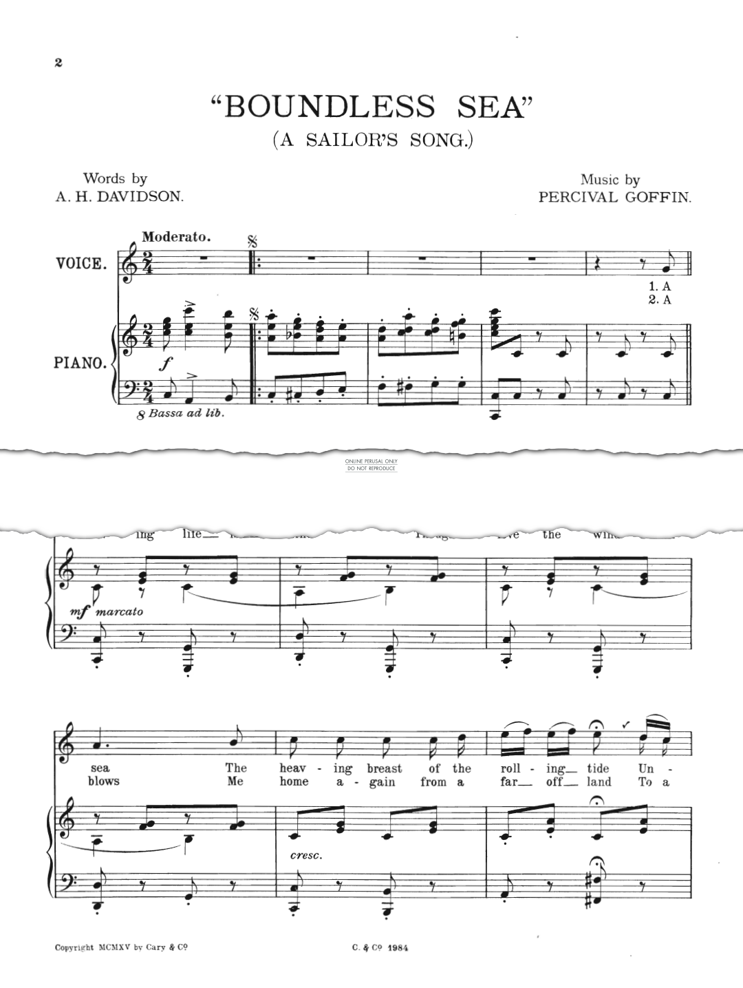 Produktgalerie: Seite 1 von 1 Boundless Sea (A Sailor's Song), Percival Goffin, Gesang, Klavier