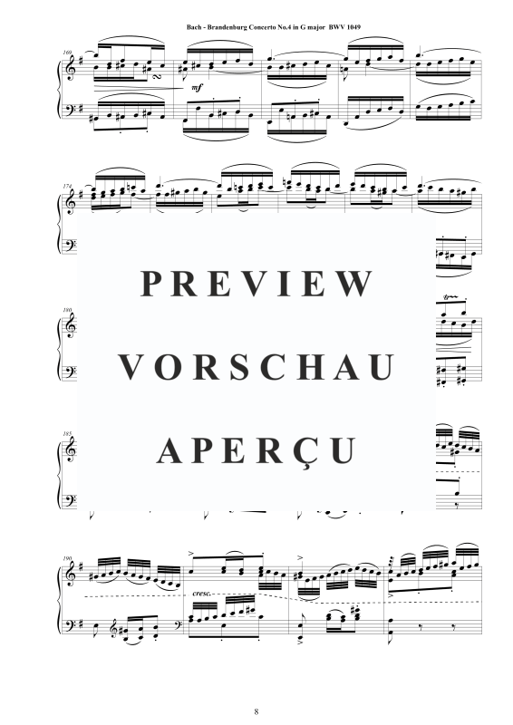 Product gallery: Page 9 of 11 Brandenburg Concerto No. 4 in G major BWV 1049, , Solo Piano
