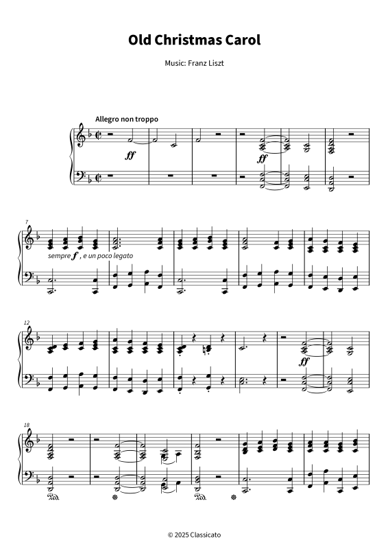 Produktgalerie: Seite 1 von 7 Old Christmas Carol - Easy Piano Arrangement of Altes Weihnachtslied, , Klavier Solo