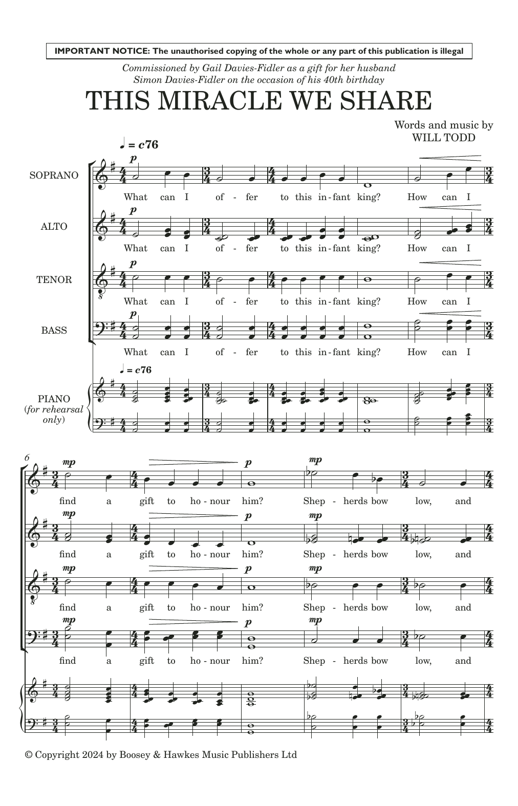 Produktgalerie: Seite 1 von 1 This Miracle We Share, Will Todd, Chor