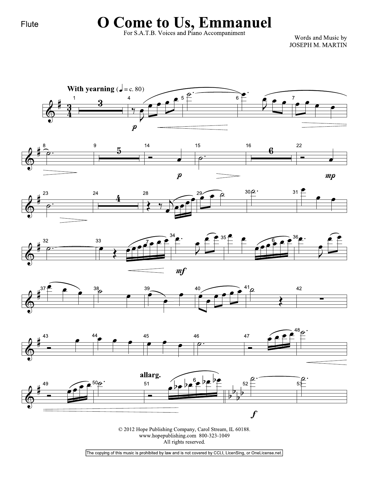 Produktbild zu: O Come To Us, Emmanuel - Flute