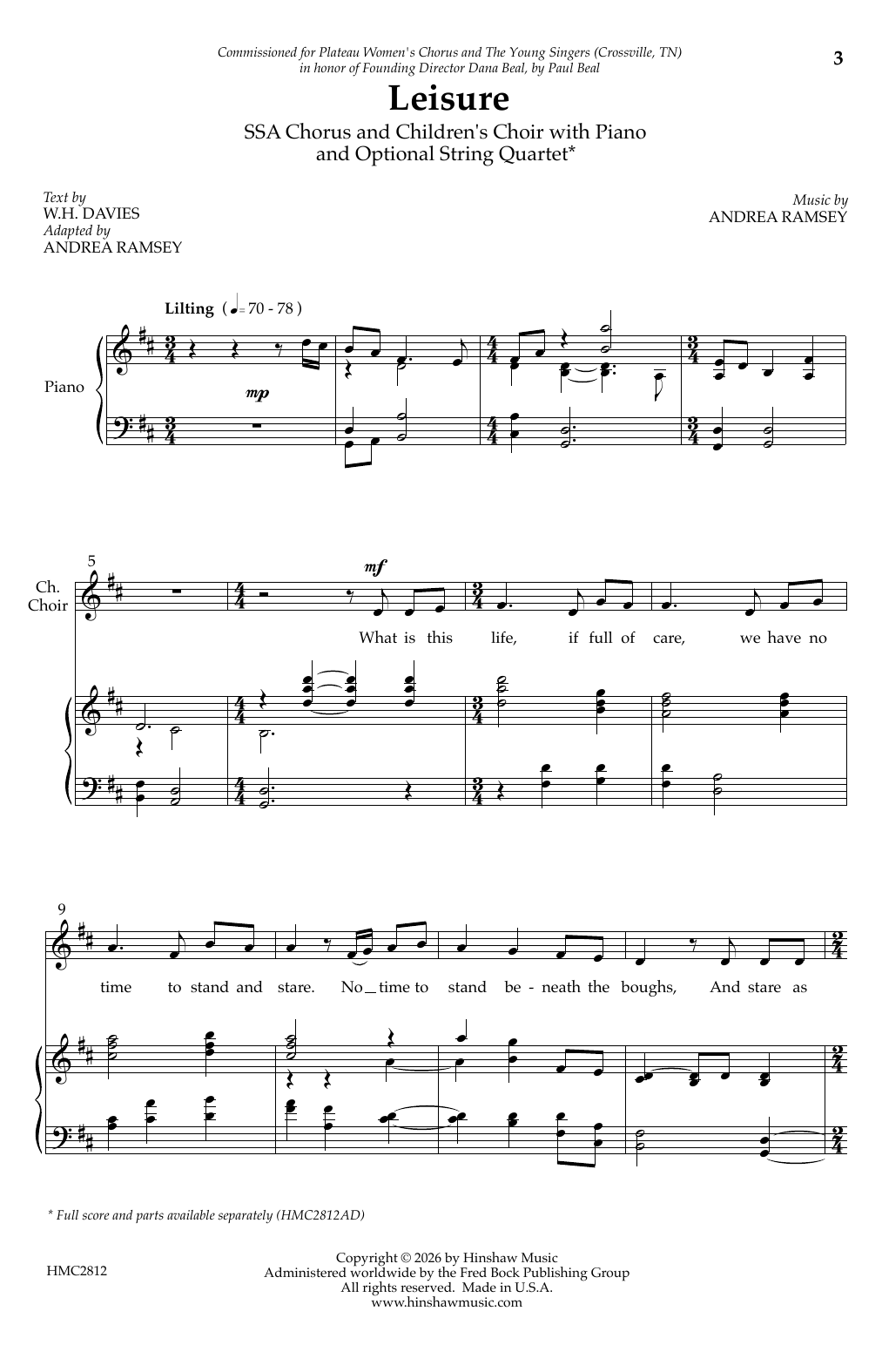 Produktgalerie: Seite 1 von 1 Leisure, Andrea Ramsey, Chor