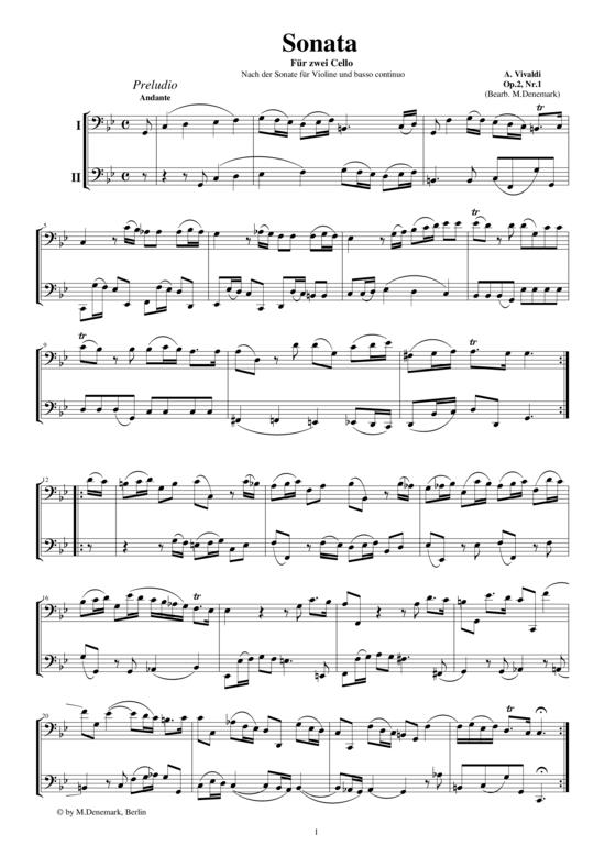Sonate für zwei Celli op.2 Nr.1