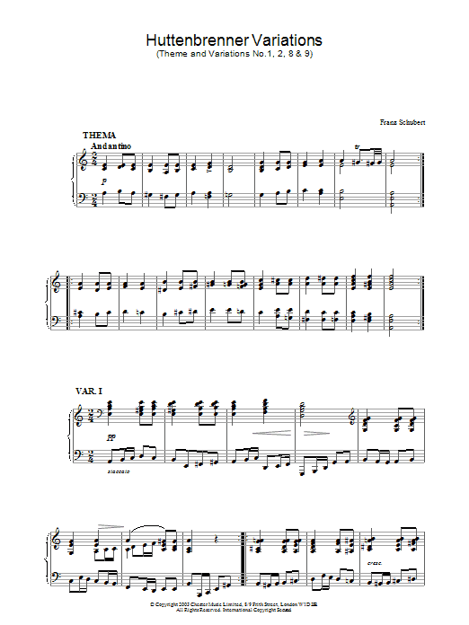 Product gallery: Page 1 of 1 Huttenbrenner Variations, Franz Schubert