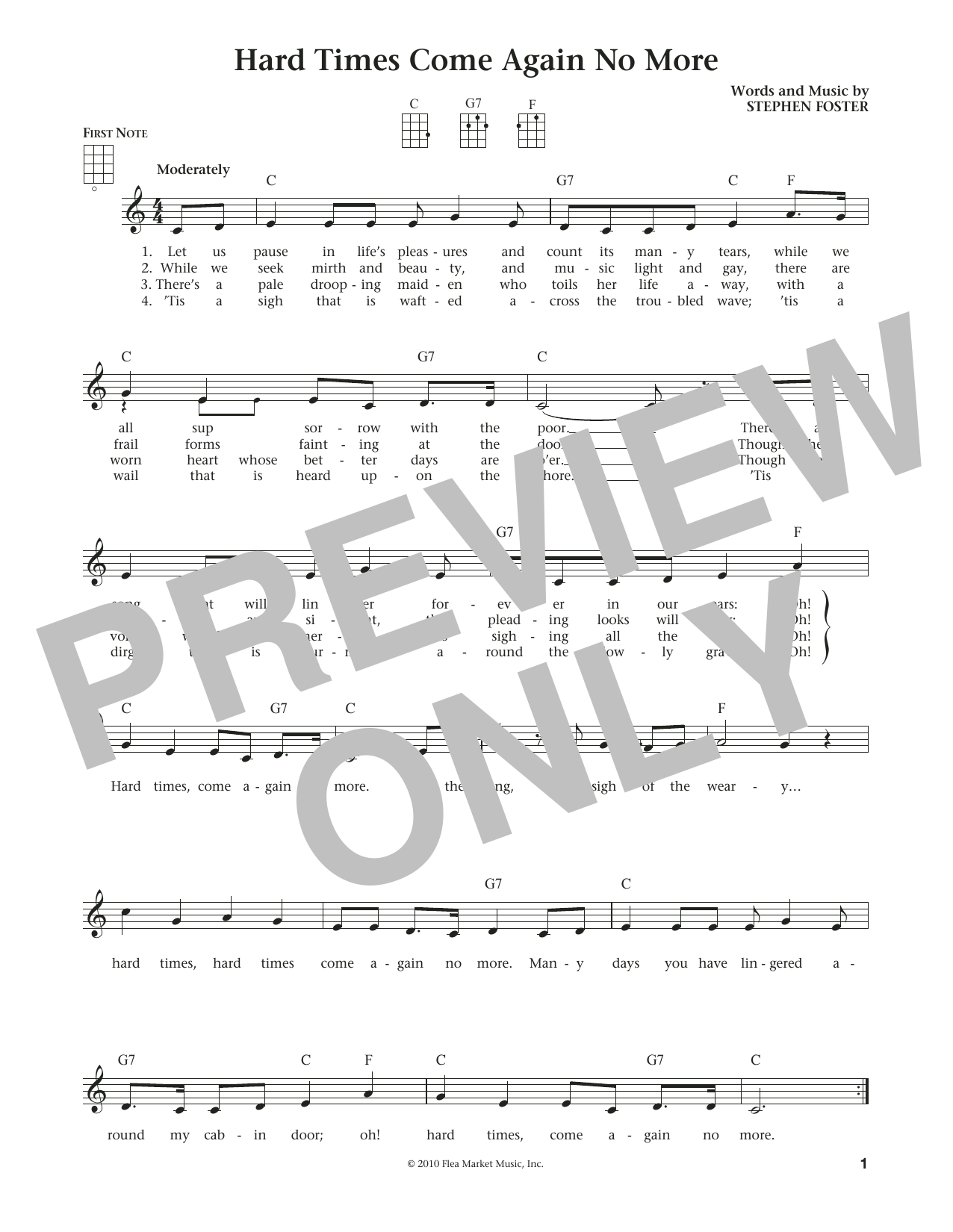 Product gallery: Page 1 of 1 Hard Times Come Again No More (from The Daily Ukulele) (arr. Liz and Jim Beloff), Stephen C. Foster