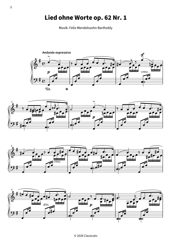 Produktbild zu: Lieder ohne Worte op. 62Felix Mendelssohn Bartholdy