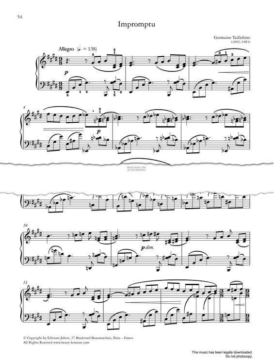 Produktgalerie: Seite 1 von 1 Impromptu, Germaine Tailleferre, Klavier