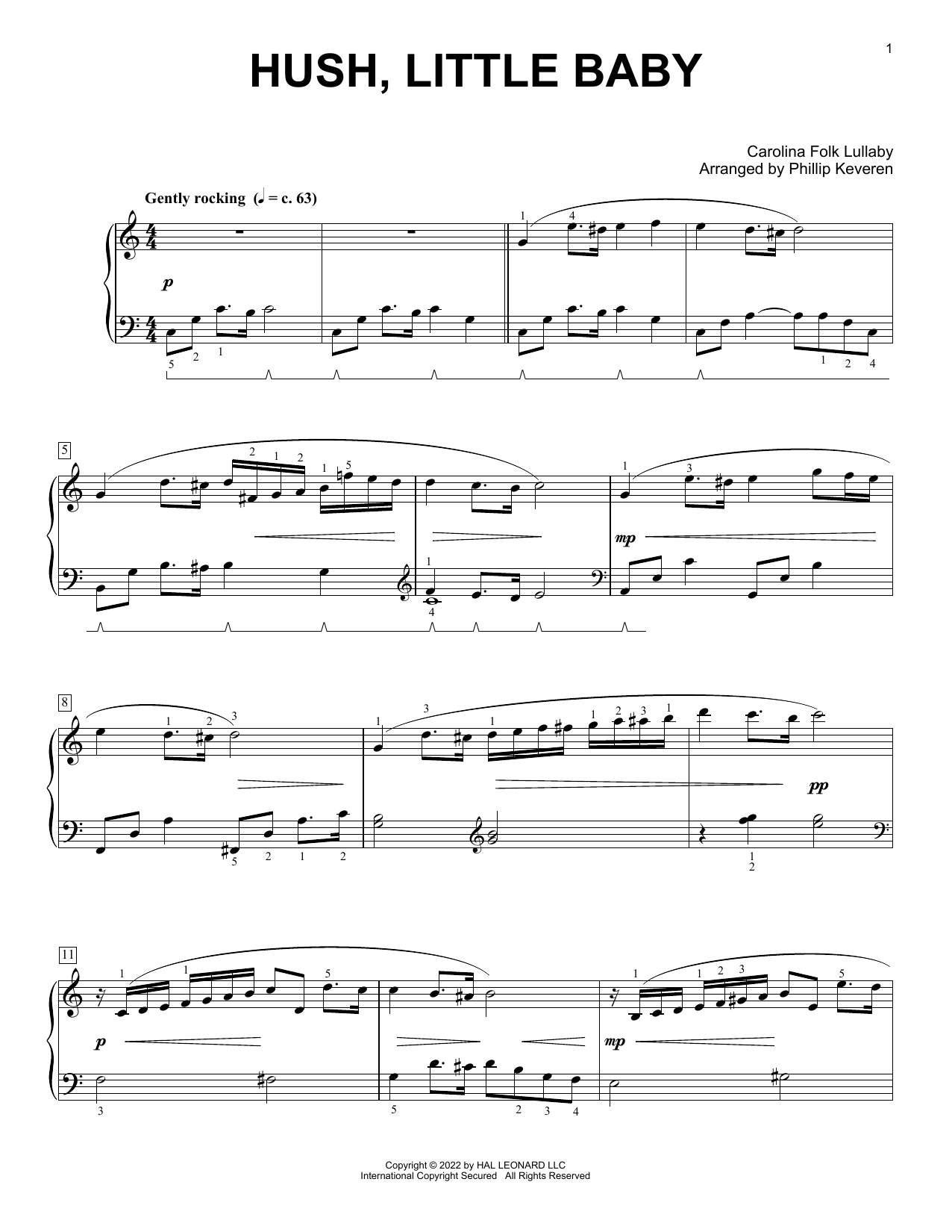 Product picture to: Hush, Little Baby (arr. Phillip Keveren)