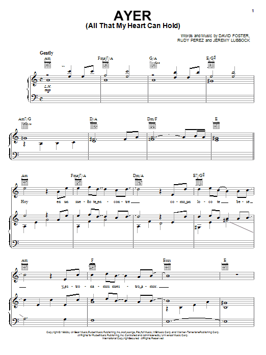 Produktgalerie: Seite 1 von 1 Ayer (All That My Heart Can Hold), David Foster, Gesang, Gitarre, Klavier