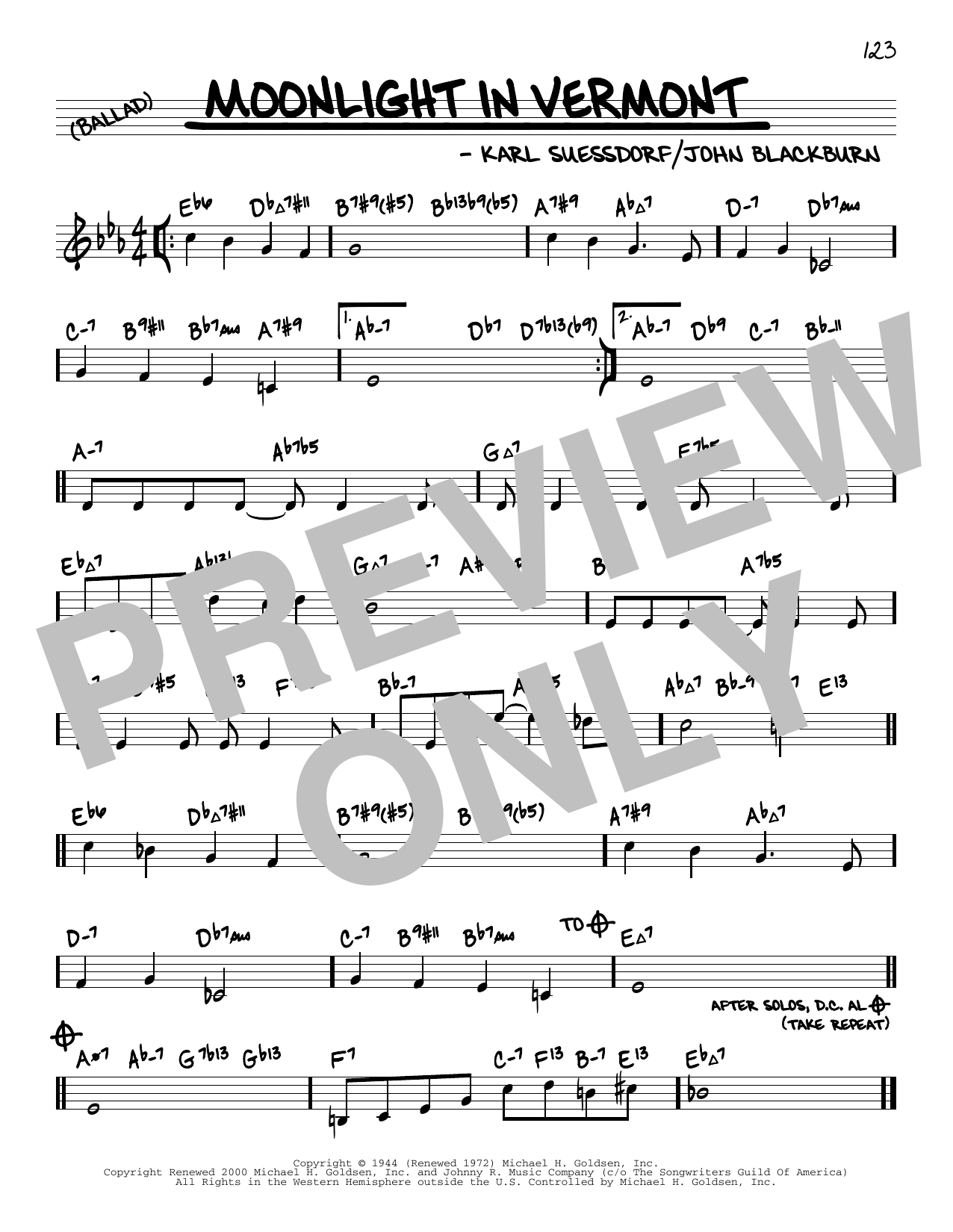 Product gallery: Page 1 of 1 Moonlight In Vermont (arr. David Hazeltine), Karl Suessdorf