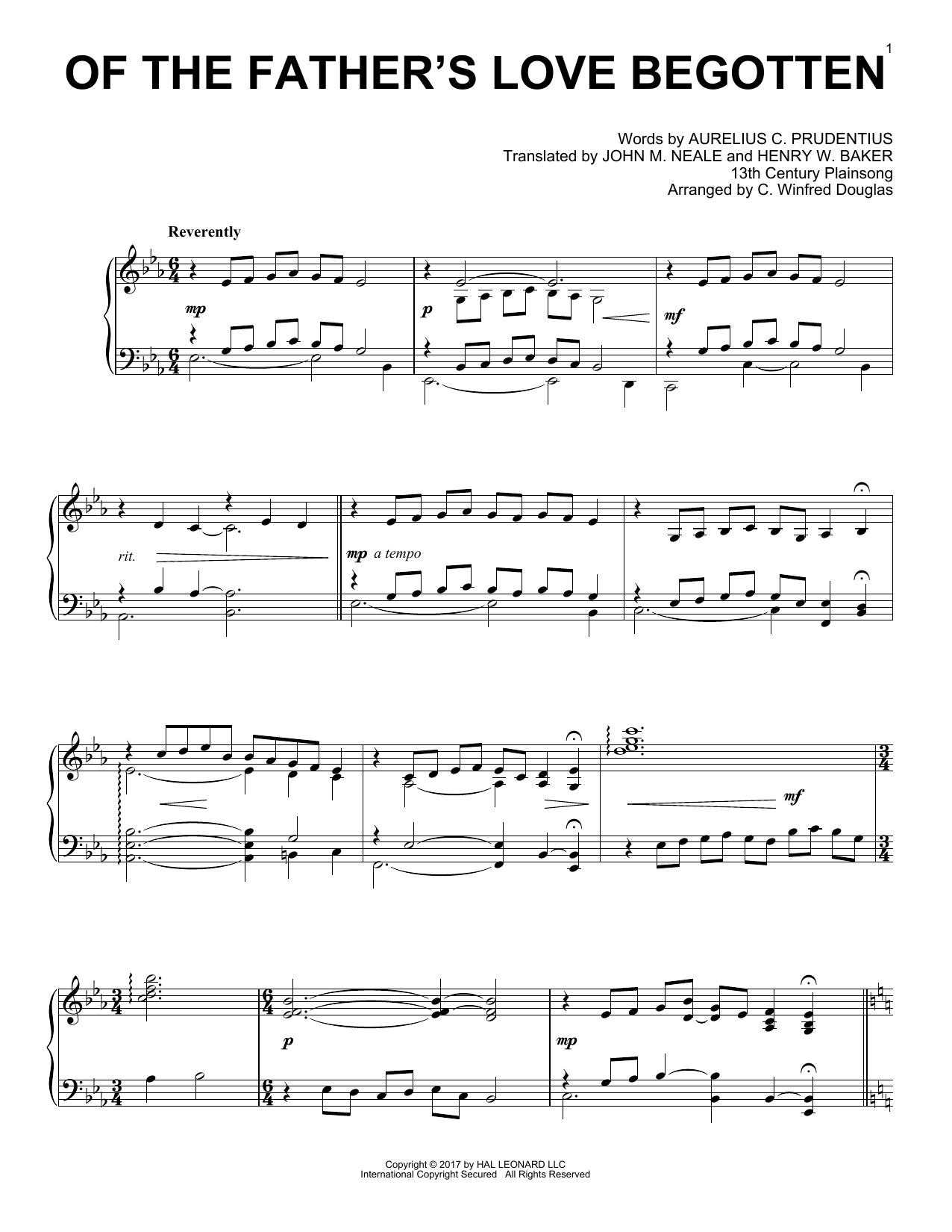Product gallery: Page 1 of 1 Of The Father's Love Begotten, 13th Century Plainsong