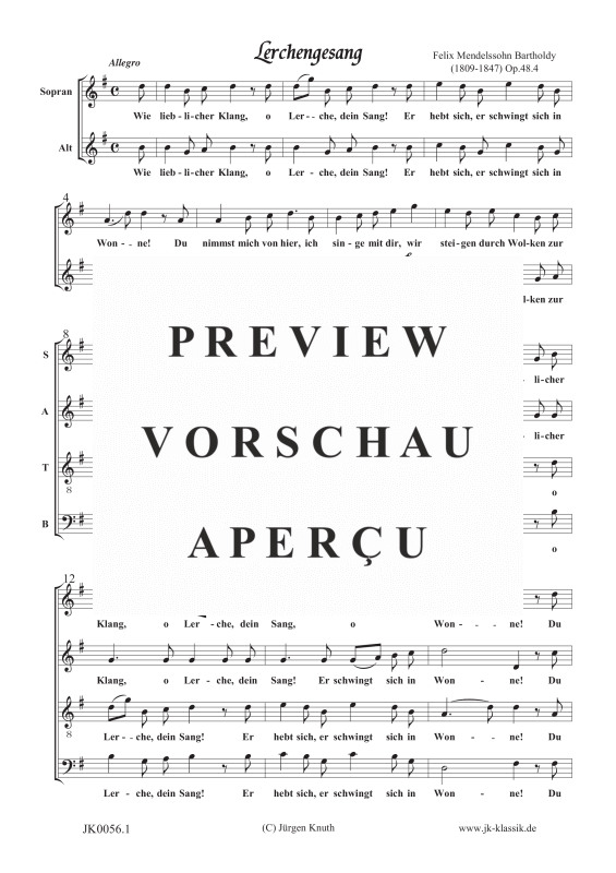 gallery: Lerchengesang op.48, Nr.4, , Gemischter Chor