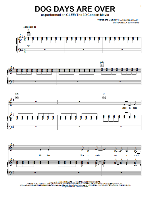 Produktgalerie: Seite 1 von 1 Dog Days Are Over, Glee Cast, Gesang, Gitarre, Klavier