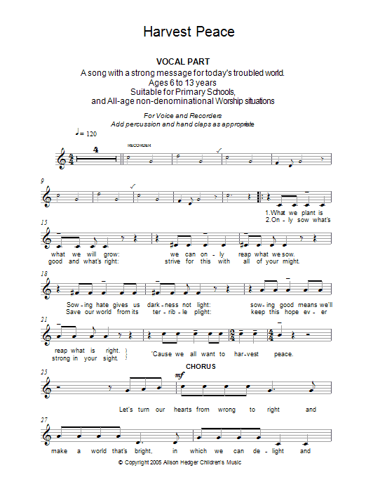 Produktbild zu: Harvest Peace (Vocal Part)