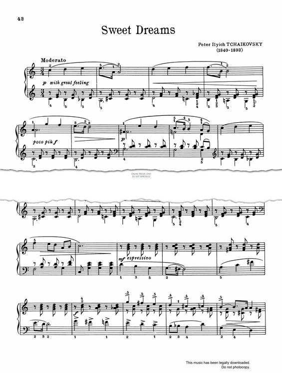 Produktgalerie: Seite 1 von 1 Sweet Dreams (from ‘Album for the Young’) (Op. 39 No.21), Pyotr Ilyich Tchaikovsky, Klavier