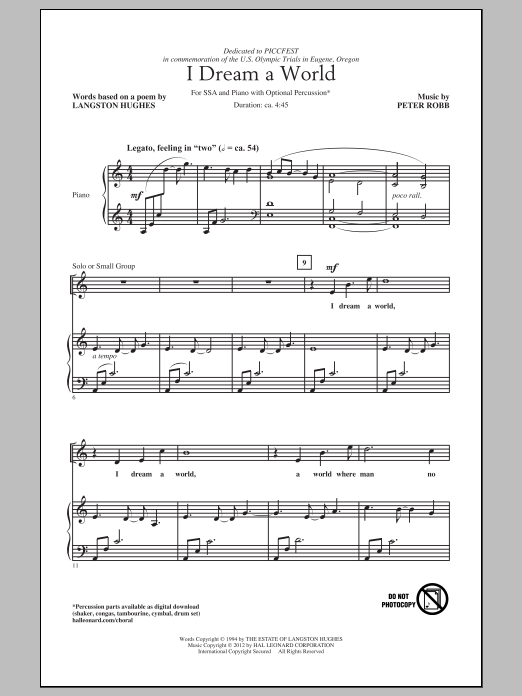 Produktgalerie: Seite 1 von 1 I Dream A World, Peter Robb, Chor
