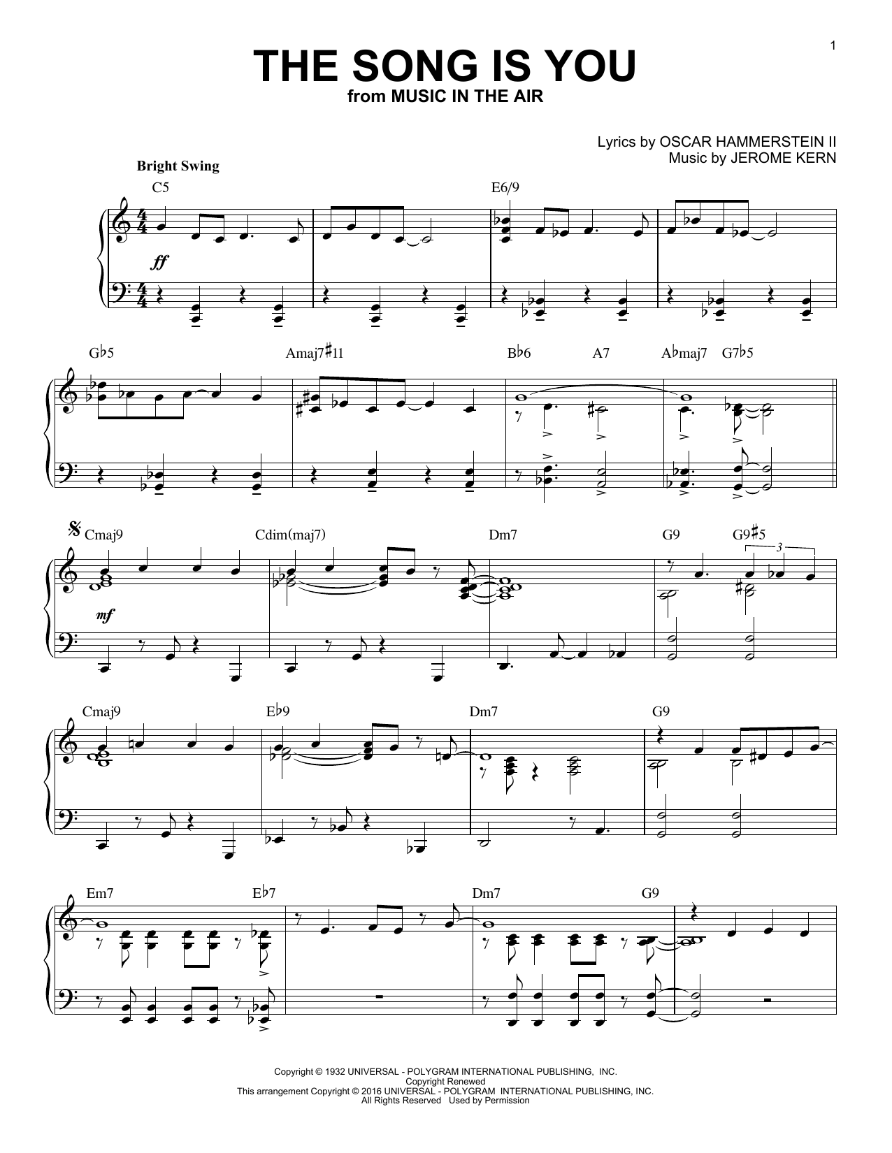 Product gallery: Page 1 of 1 The Song Is You (arr. Brent Edstrom), Jerome Kern