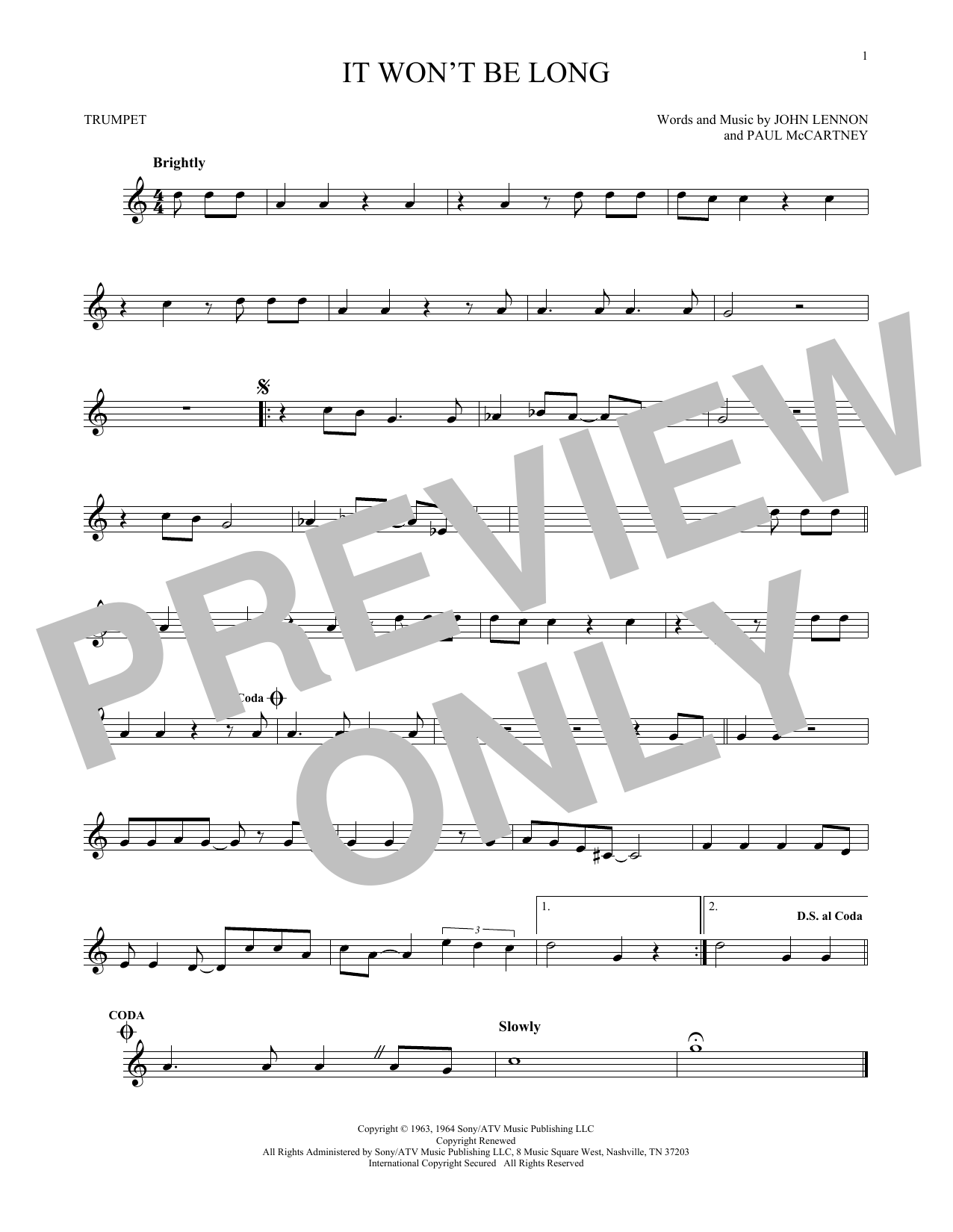 Produktgalerie: Seite 1 von 1 It Won't Be Long, The Beatles, Trompete