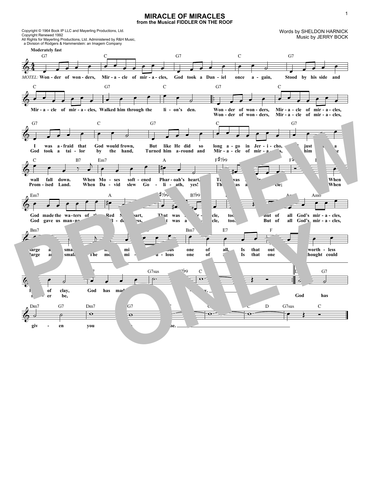 Produktbild zu: Miracle Of Miracles (from Fiddler On The Roof)