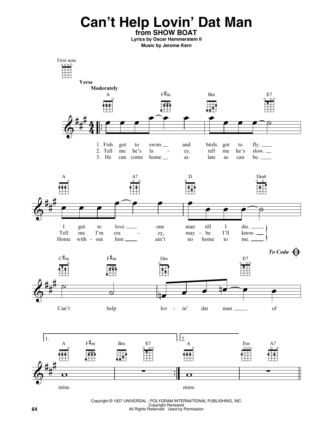 Product gallery: Page 1 of 1 Can't Help Lovin' Dat Man (from Show Boat), Jerome Kern