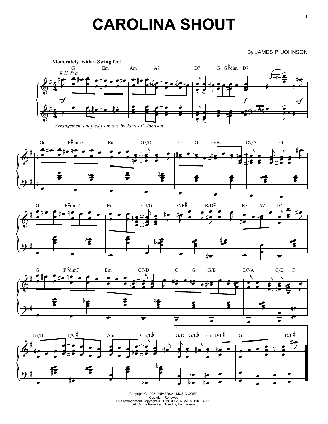 Produktbild zu: Carolina Shout [Jazz version]