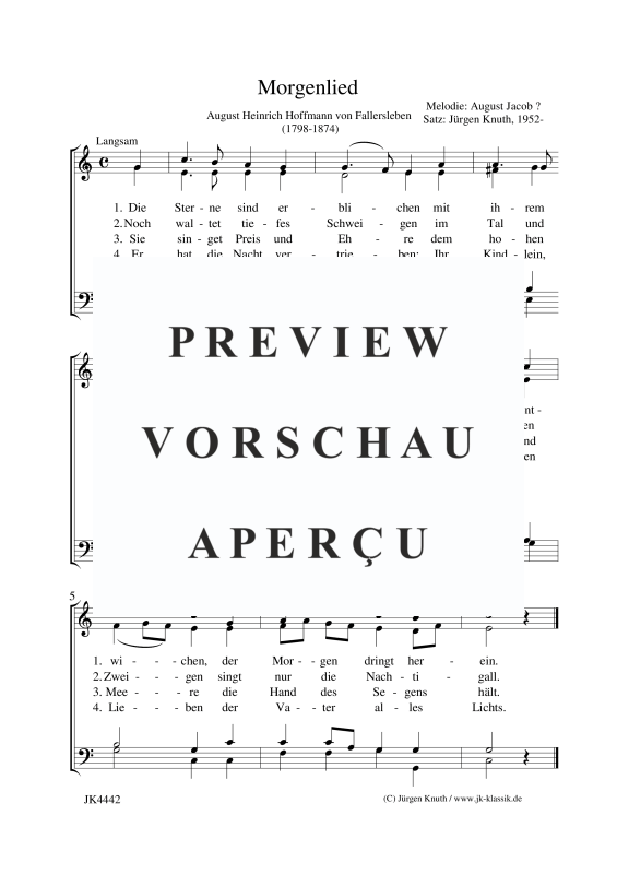 Produktbild zu: MorgenliedAugust Jacob
