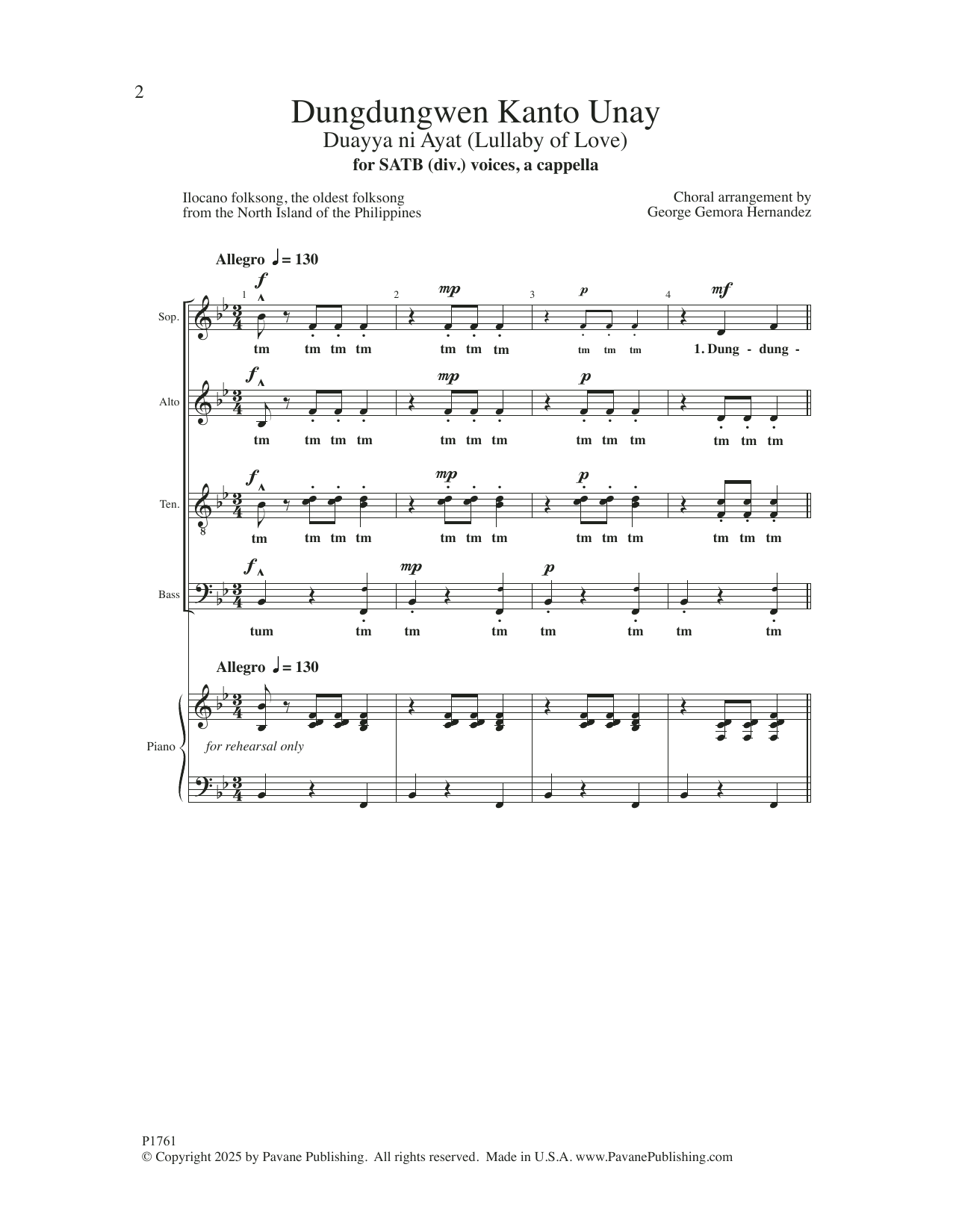 Product picture to: Dungdungwen Kanto Unay (arr. George Gemora Hernandez)
