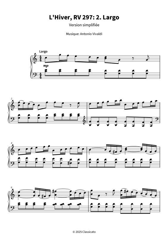 Produktgalerie: Seite 1 von 6 L´Hiver - Version simplifiée, , Klavier Solo