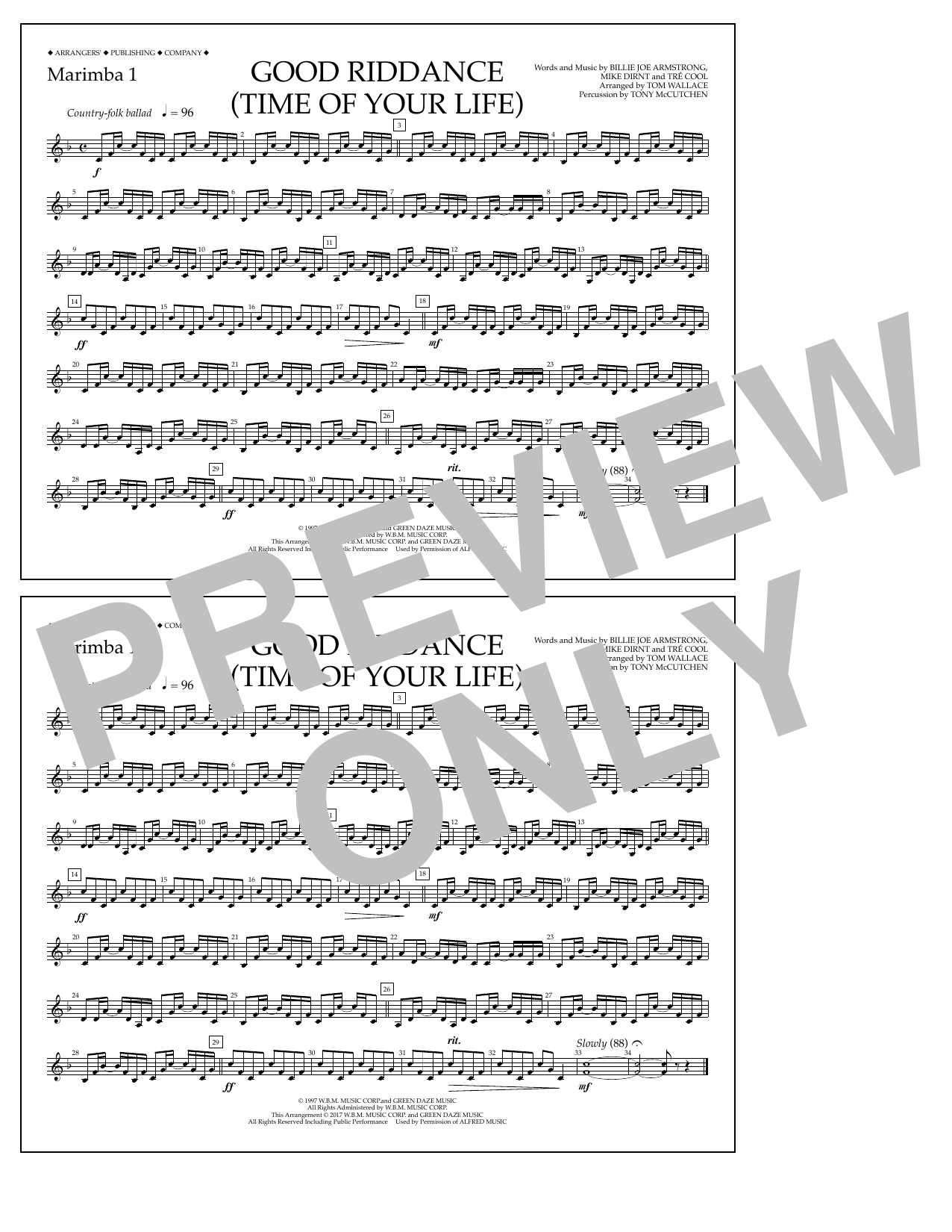Product picture to: Good Riddance (Time of Your Life) - Marimba 1