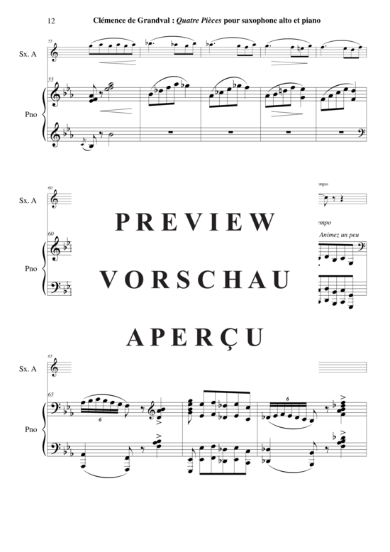 Product gallery: Page 13 of 21 Quatre Pièces , , (alto saxophone + piano)
