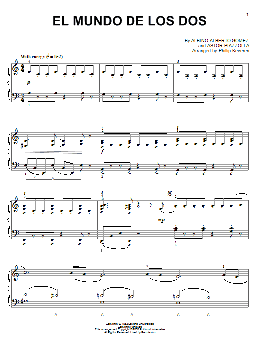 Product gallery: Page 1 of 1 El mundo de los dos (arr. Phillip Keveren), Astor Piazzolla