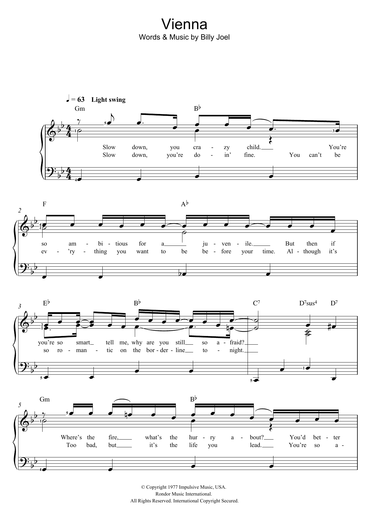 Produktbild zu:  Vienna - Billy Joel