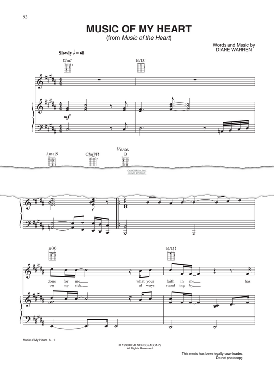 Product gallery: Page 1 of 1 Music Of My Heart (from 'Music Of The Heart'), Gloria Estefan