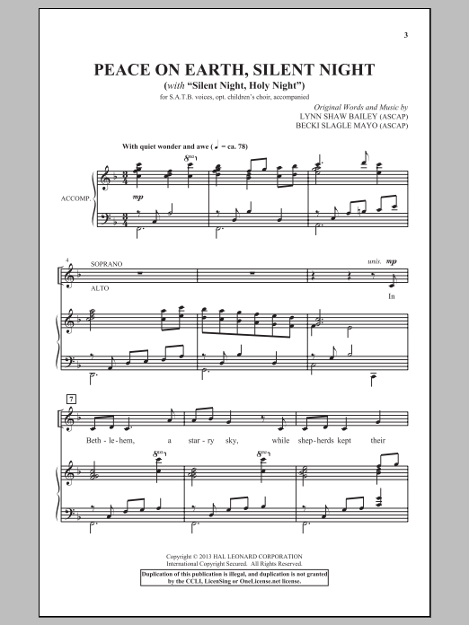 Product gallery: Page 1 of 1 Peace On Earth, Silent Night, Lynn Shaw Bailey