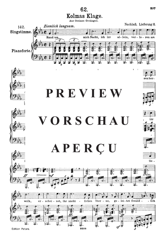 gallery: Kolmas Klage D.217 , , (Gesang hoch + Klavier)