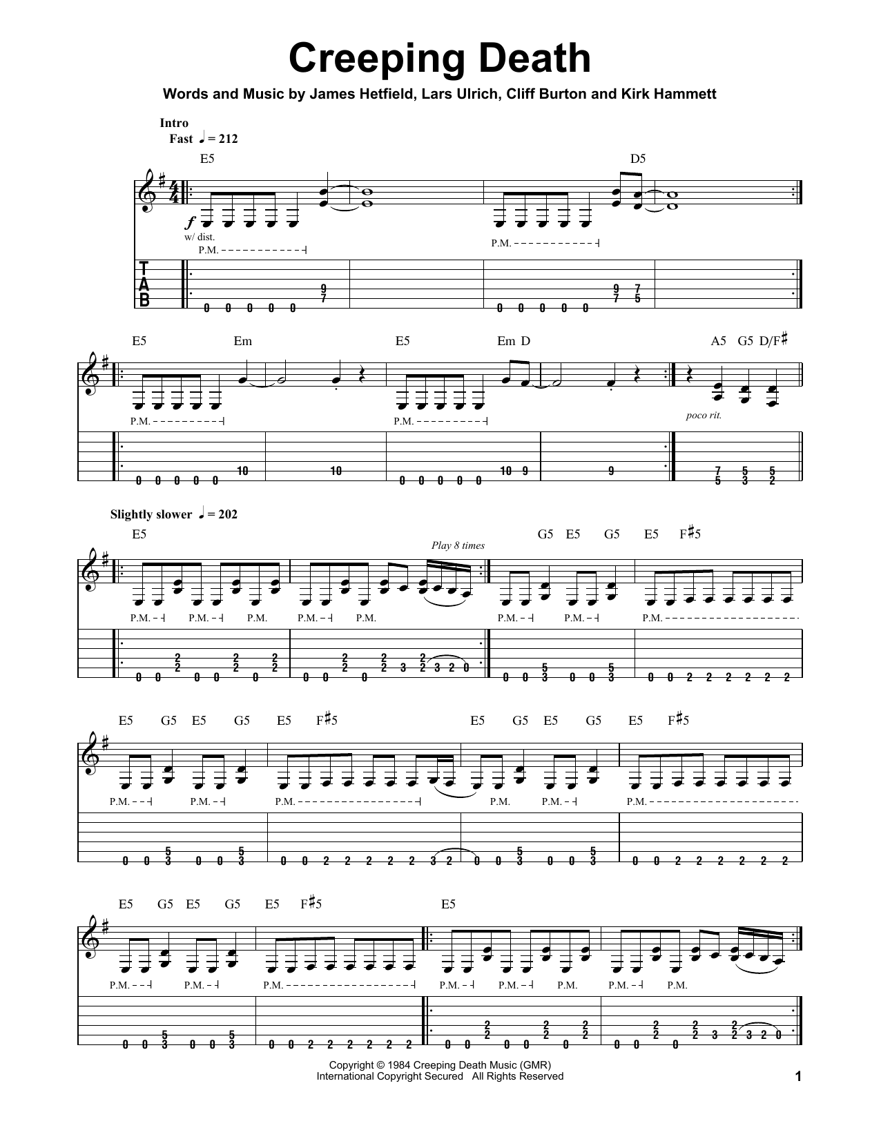 Produktgalerie: Seite 1 von 1 Creeping Death, Metallica, Gitarre