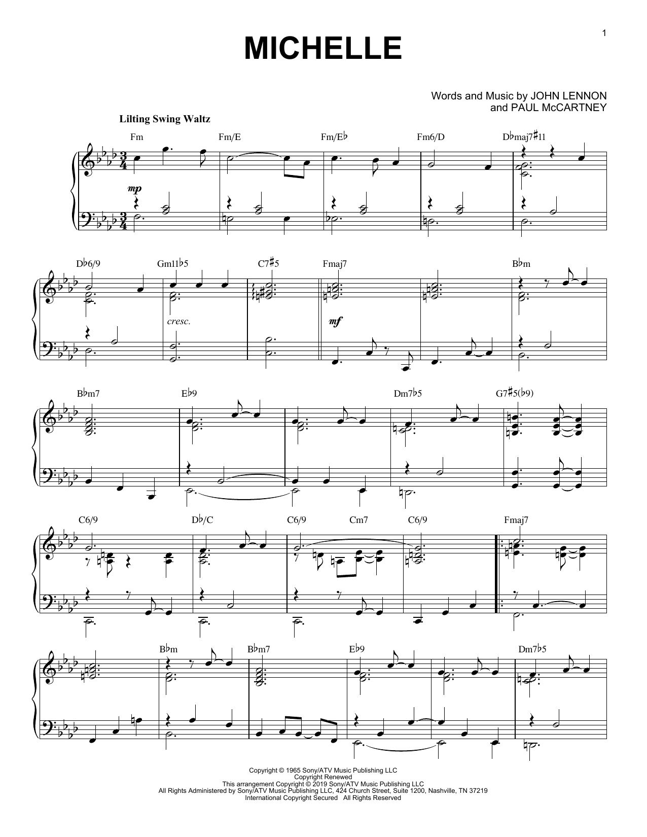 Produktgalerie: Seite 1 von 1 Michelle [Jazz version], The Beatles, Klavier