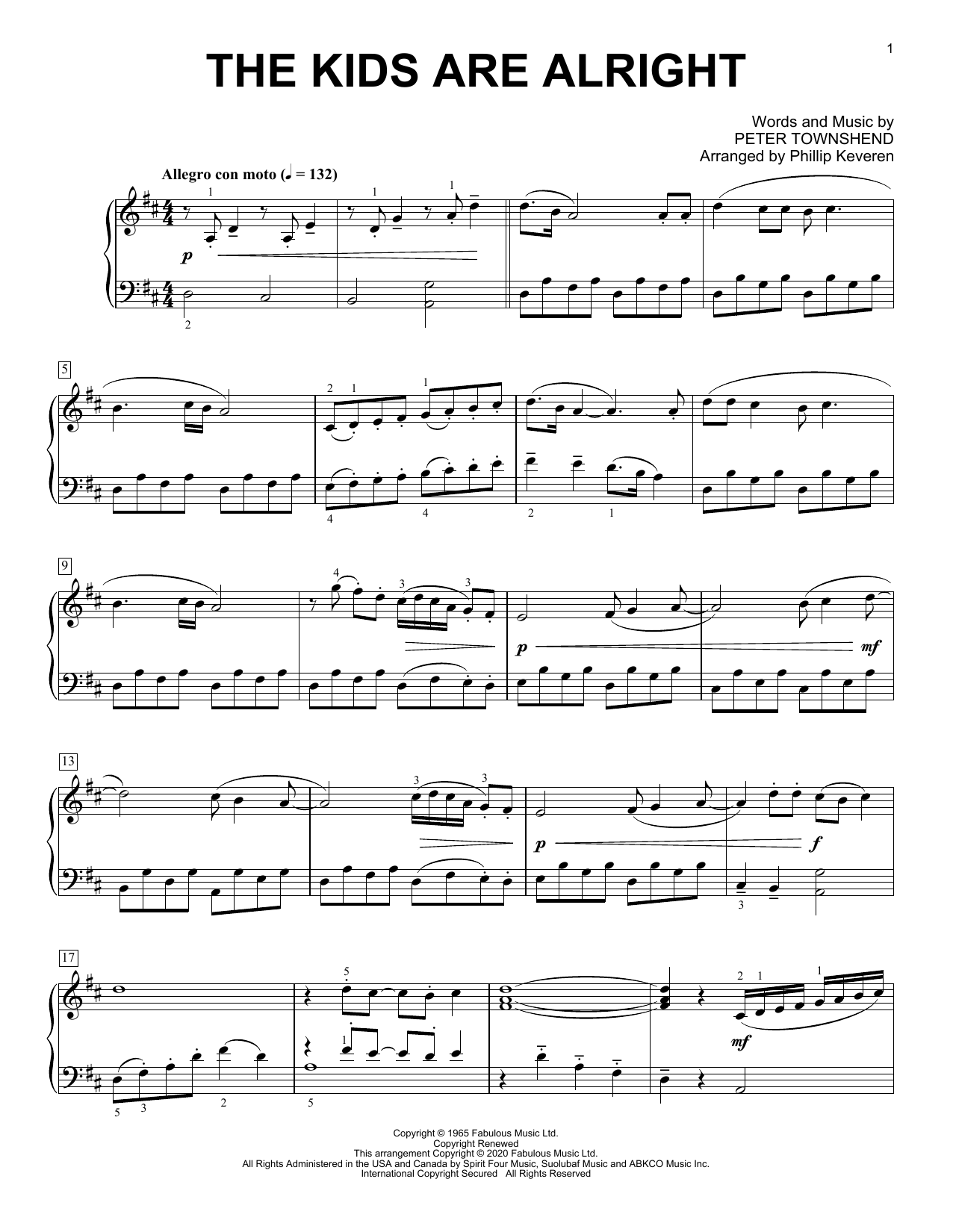 Produktbild zu: The Kids Are Alright [Classical version] (arr. Phillip Keveren)