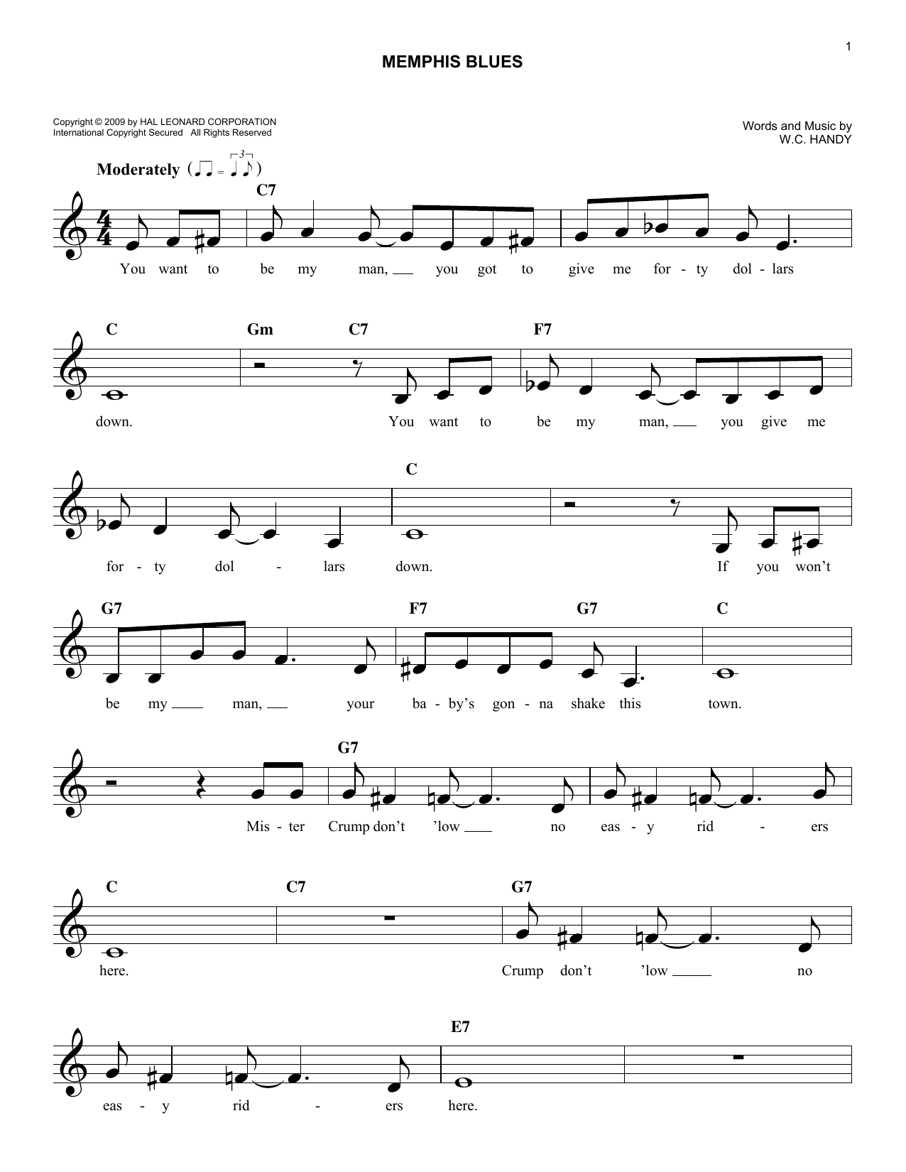Product gallery: Page 1 of 1 Memphis Blues, W.C. Handy
