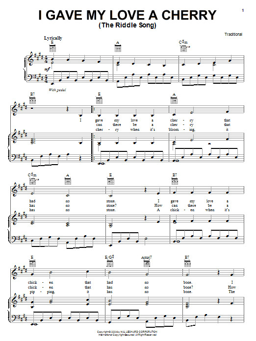 Product gallery: Page 1 of 1 I Gave My Love A Cherry (The Riddle Song), Traditional