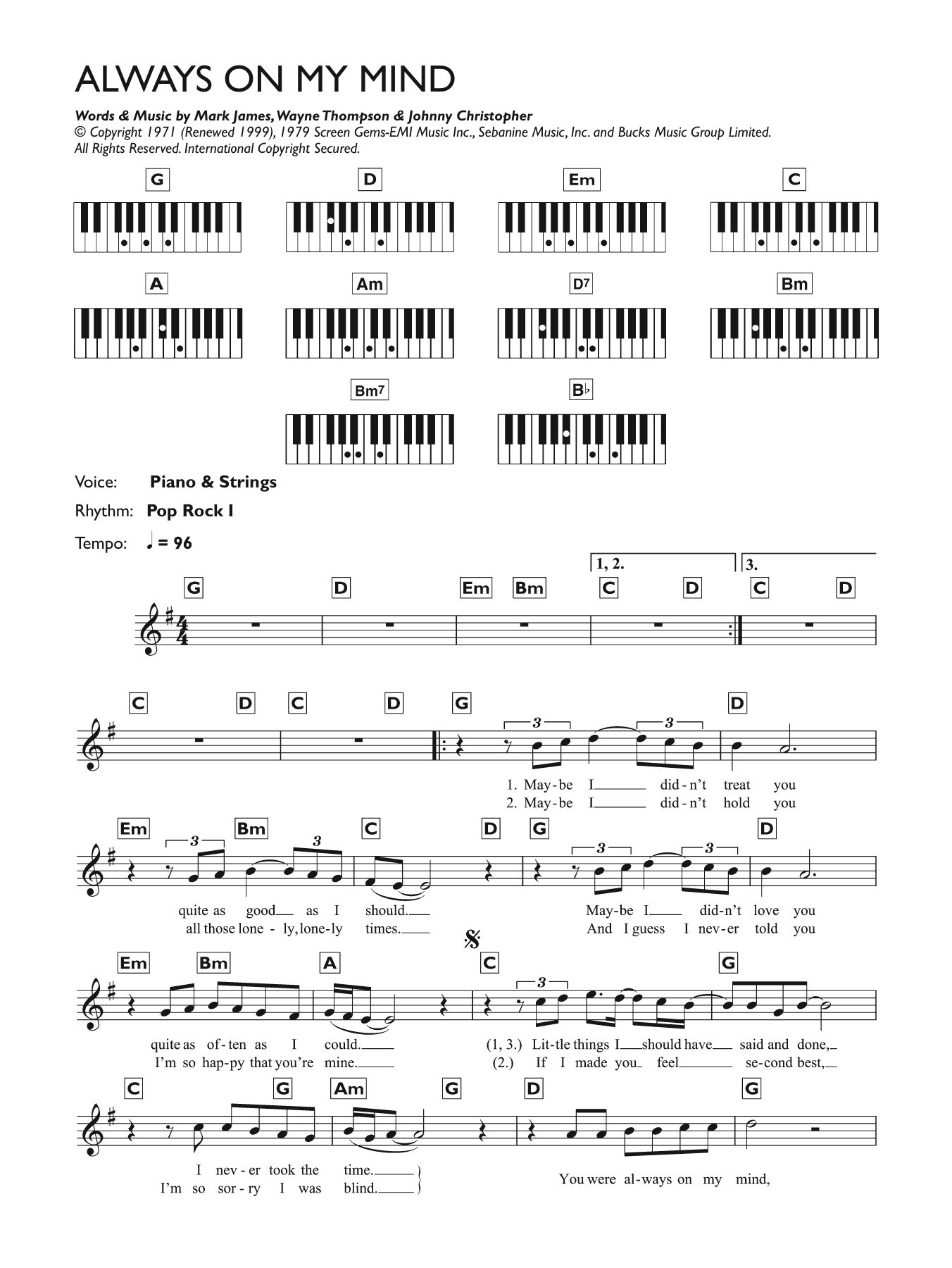 Produktgalerie: Seite 1 von 1 Always On My Mind, Elvis Presley, Klavier