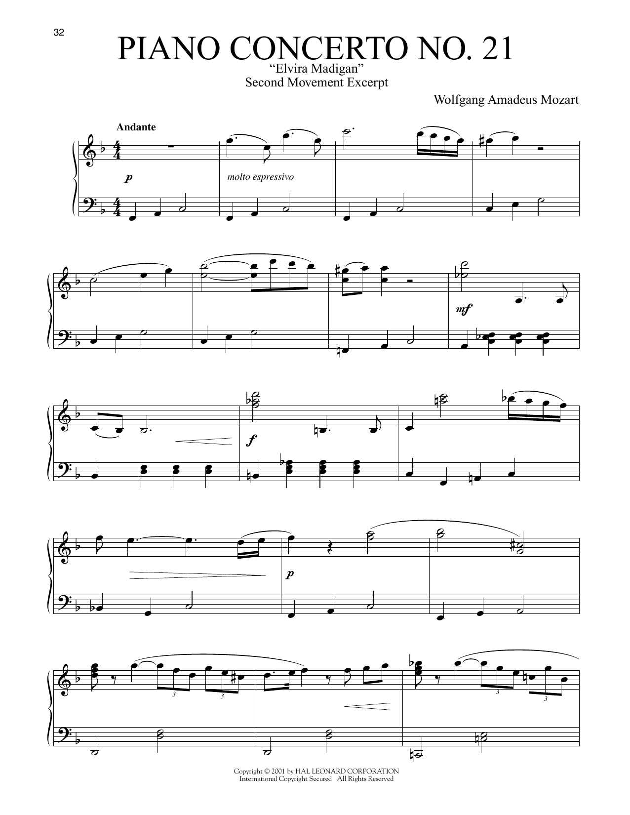 Produktgalerie: Seite 1 von 1 Piano Concerto No. 21 In C Major ("Elvira Madigan"), Second Movement Excerpt, Wolfgang Amadeus Mozart, Klavier