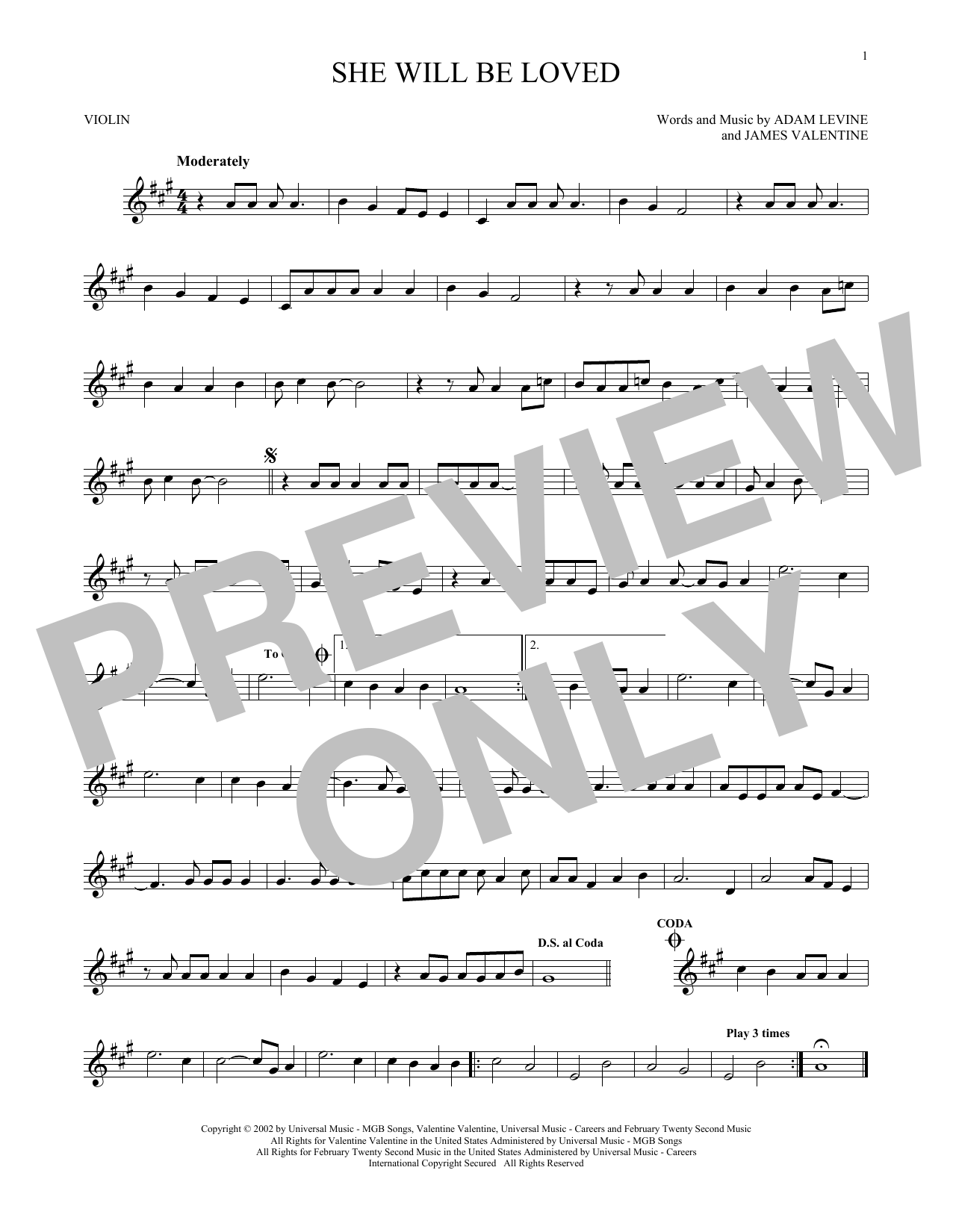 Product gallery: Page 1 of 1 She Will Be Loved, Maroon 5