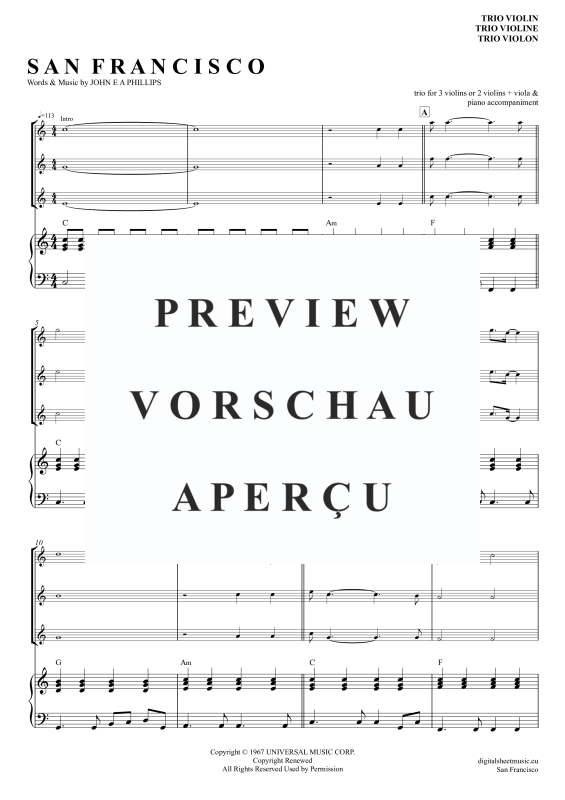 Produktgalerie: Seite 2 von 11 San Francisco, McKenzie, Scott, (Violinen Trio + Klavier)