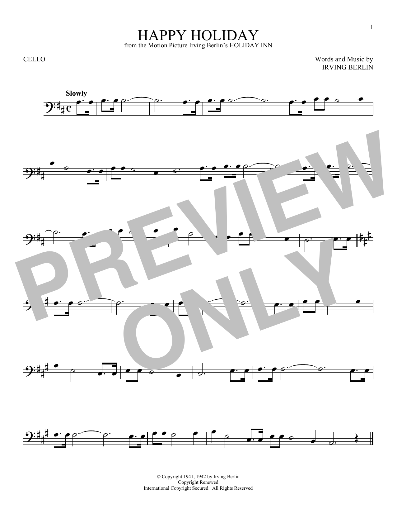 Produktgalerie: Seite 1 von 1 Happy Holiday, Irving Berlin, Violoncello