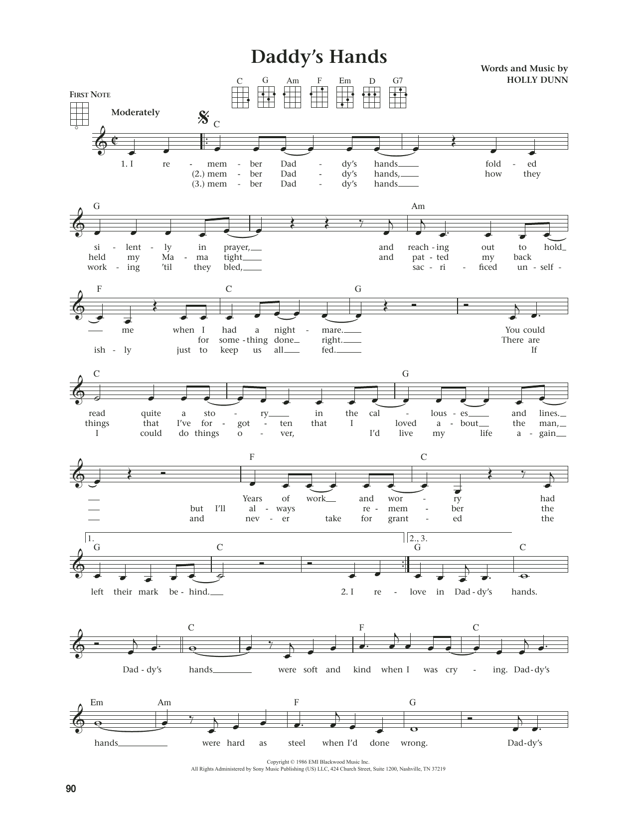 Produktgalerie: Seite 1 von 1 Daddy's Hands (from The Daily Ukulele) (arr. Jim Beloff), Holly Dunn, Ukulele